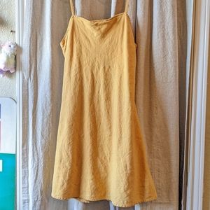 Pale Yellow Abercrombie & Fitch Linen  Sundress - Square Neckline, Double Lined